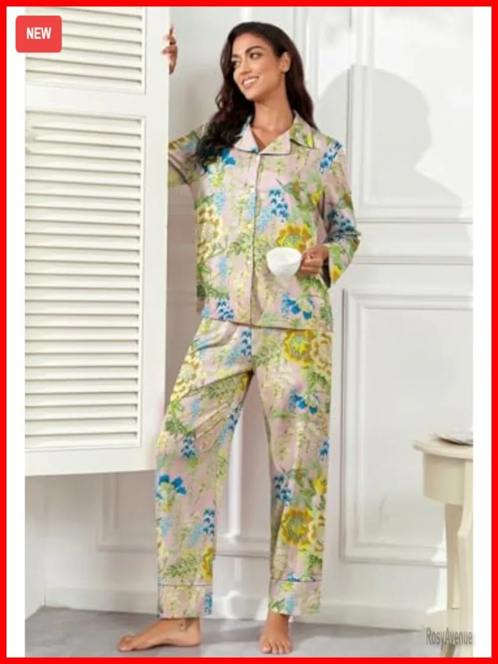 Silky Satin Long Sleeve Button Up Pajama Set